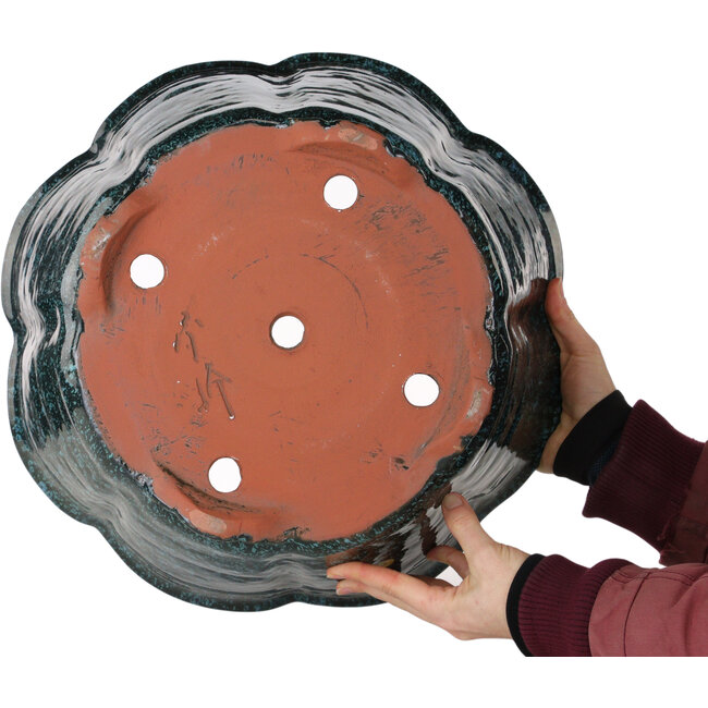 Maceta para bonsái de loto verde azulado de Shuhou - 410 x 410 x 175 mm