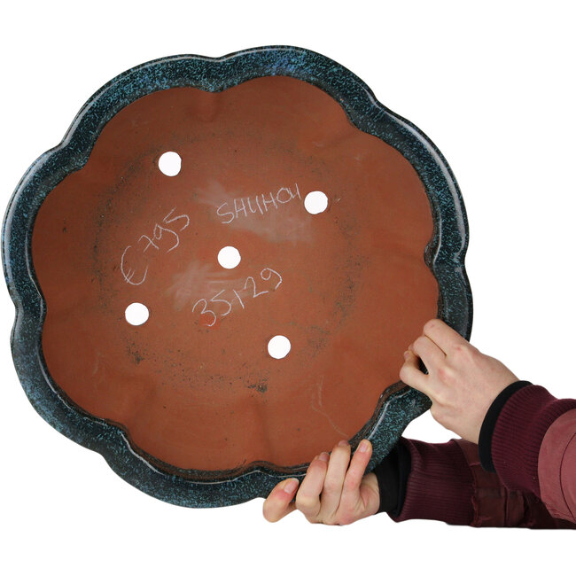 Pot à bonsaï Lotus sarcelle de Shuhou - 410 x 410 x 175 mm