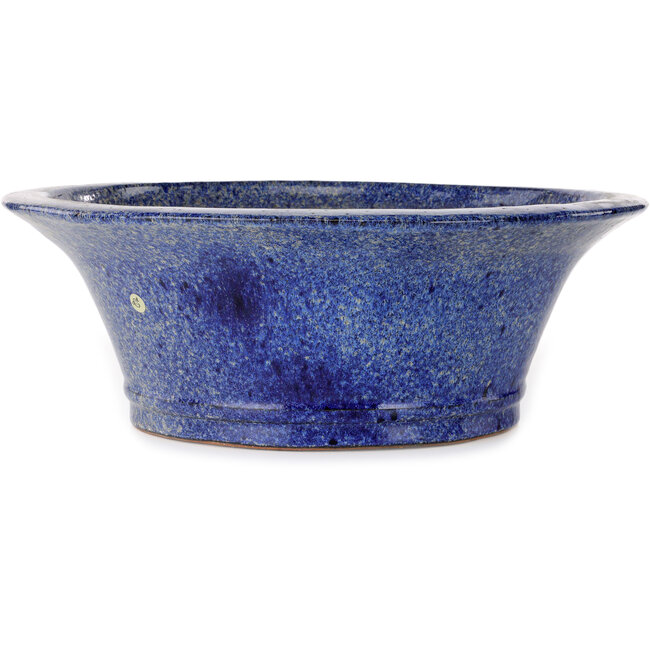 Round blue bonsai pot by Shuhou - 447 x 447 x 160 mm