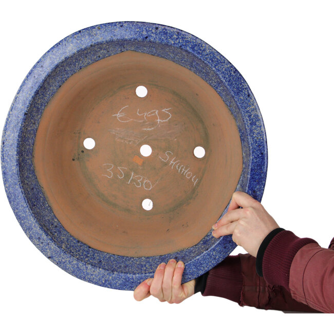 Ronde blauwe bonsaipot van Shuhou - 447 x 447 x 160 mm