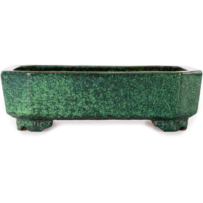 Pot à bonsaï rectangulaire vert de Shuhou - 282 x 215 x 83 mm