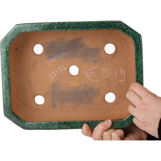 Rechthoekige groene bonsaipot van Shuhou - 282 x 215 x 83 mm