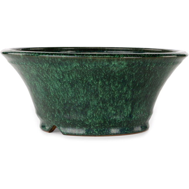 Round green bonsai pot by Shuhou - 300 x 300 x 126 mm