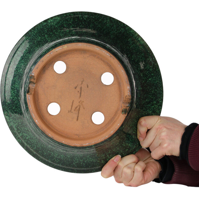 Vaso bonsai rotondo verde di Shuhou - 300 x 300 x 126 mm