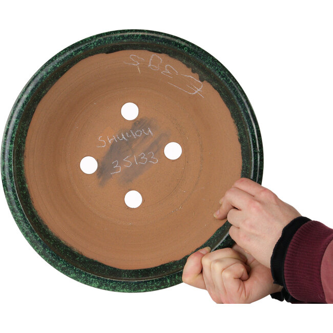 Vaso bonsai rotondo verde di Shuhou - 300 x 300 x 126 mm