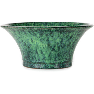  Shuuhou (Hidemi Kataoka) Pot à bonsaï rond vert de 272 mm par Shuhou, Tokoname, Japon