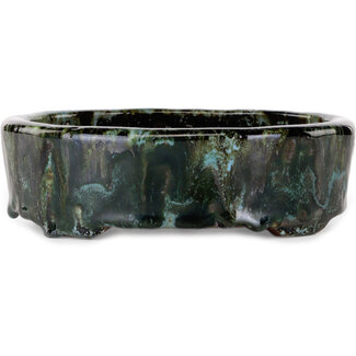  Shuuhou (Hidemi Kataoka) 183 mm ovale bruin-groene bonsaipot van Shuhou, Tokoname, Japan
