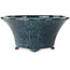 Round blue bonsai pot by Shuhou - 305 x 305 x 145 mm