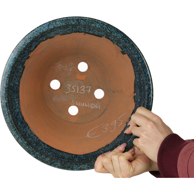 Maceta redonda azul para bonsái de Shuhou - 305 x 305 x 145 mm