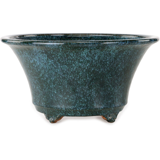 Round blue bonsai pot by Shuhou - 245 x 245 x 125 mm