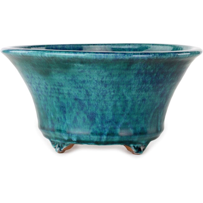 Vaso bonsai rotondo blu craquelé di Shuhou - 237 x 237 x 120 mm