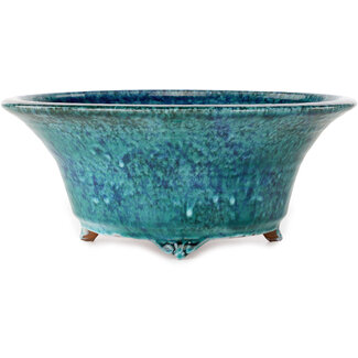  Shuuhou (Hidemi Kataoka) 275 mm round blue craquelé bonsai pot by Shuhou, Tokoname, Japan