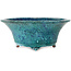Pot à bonsaï rond bleu craquelé de Shuhou - 275 x 275 x 113 mm