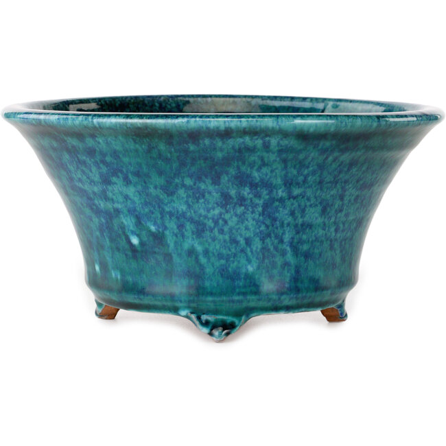 Pot à bonsaï rond bleu craquelé de Shuhou - 237 x 237 x 120 mm