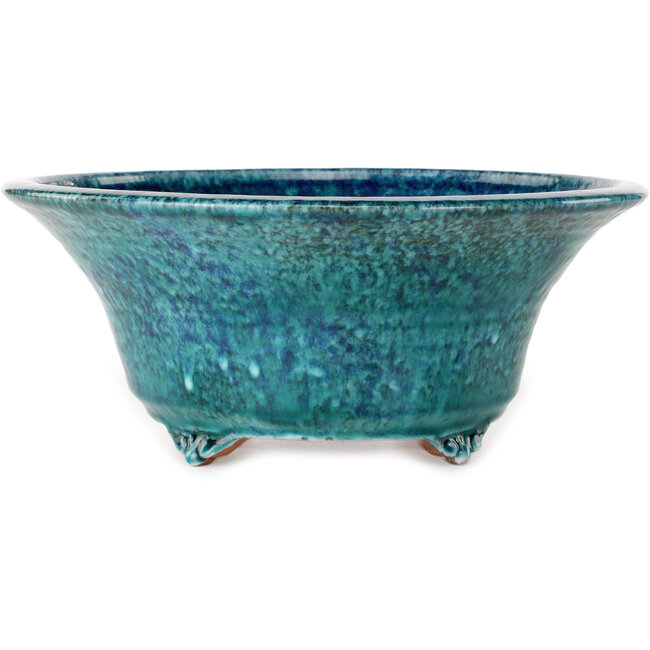 Maceta redonda para bonsái con craquelado azul de Shuhou - 275 x 275 x 113 mm