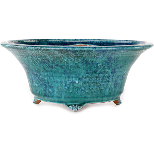 Pot à bonsaï rond bleu craquelé de Shuhou - 275 x 275 x 113 mm