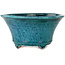 Pot à bonsaï rond bleu craquelé de Shuhou - 237 x 237 x 120 mm