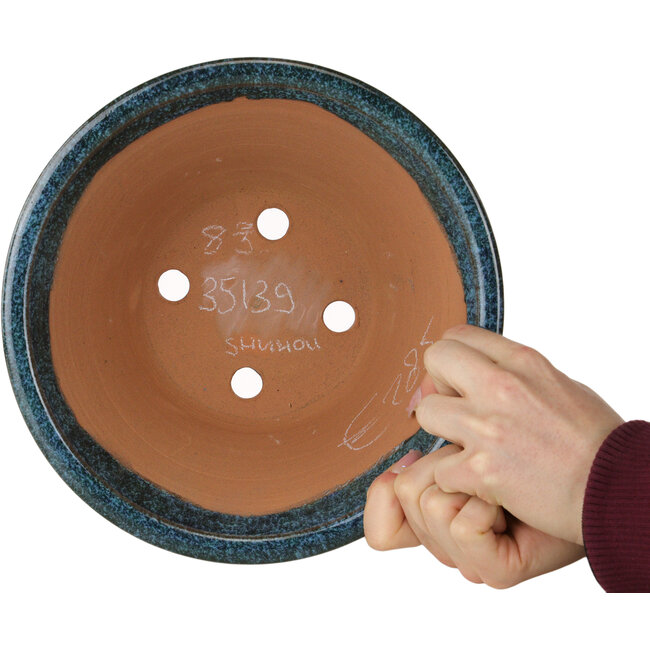 Vaso bonsai rotondo blu di Shuhou - 245 x 245 x 125 mm