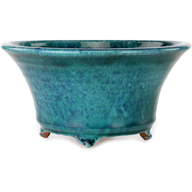 Vaso bonsai rotondo blu craquelé di Shuhou - 237 x 237 x 120 mm