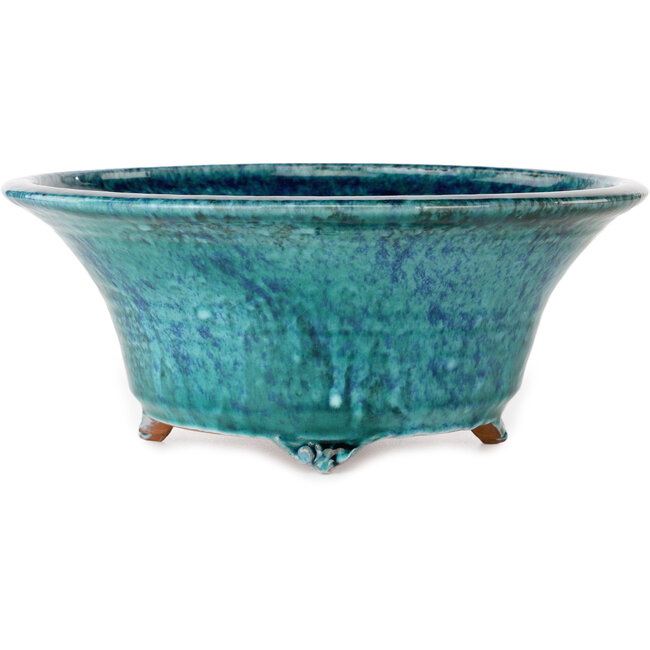 Runder, blauer Bonsai-Topf mit Craquelé-Muster von Shuhou – 275 x 275 x 113 mm