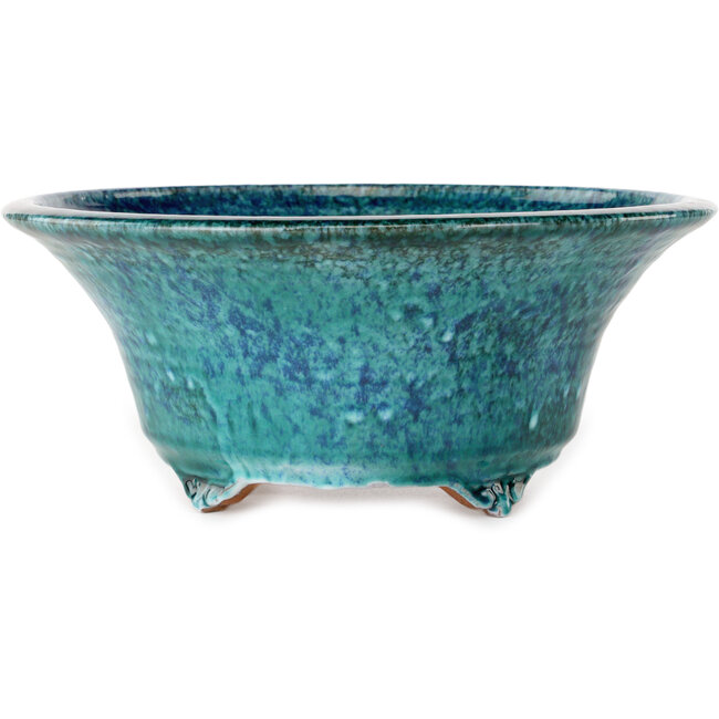 Maceta redonda para bonsái con craquelado azul de Shuhou - 275 x 275 x 113 mm