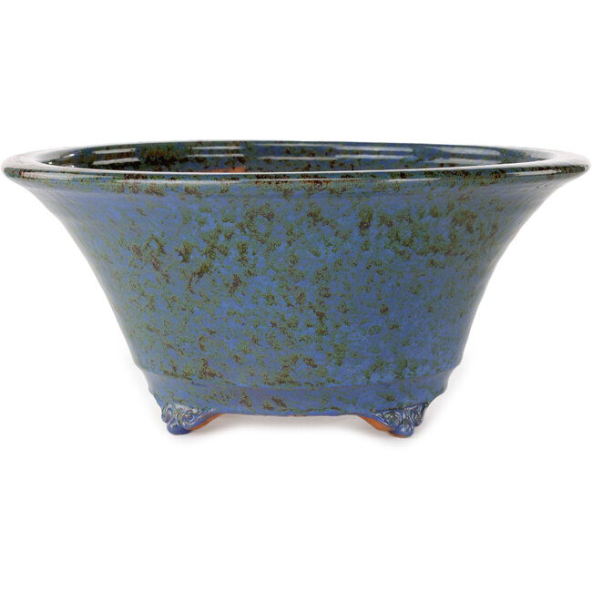 Vaso bonsai rotondo blu e marrone di Shuhou - 305 x 305 x 135 mm