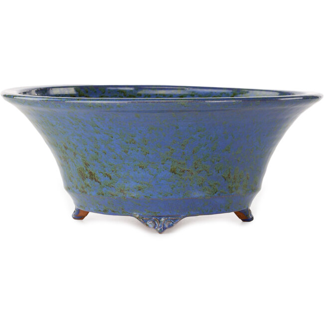 Vaso bonsai rotondo blu e marrone di Shuhou - 285 x 285 x 118 mm