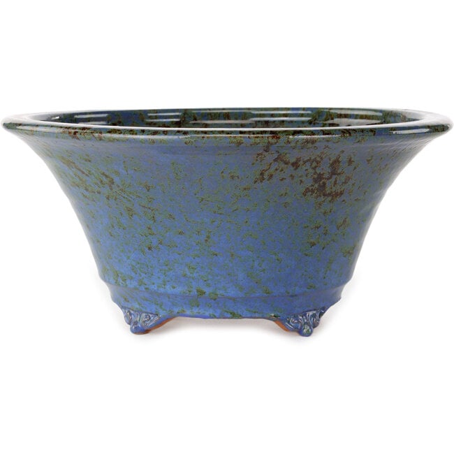 Pot à bonsaï rond bleu et marron de Shuhou - 305 x 305 x 135 mm