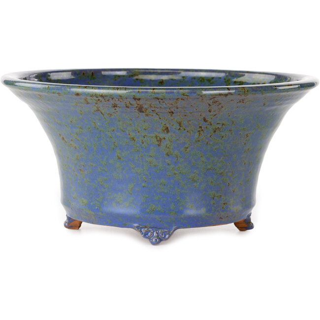 Vaso bonsai rotondo blu e marrone di Shuhou - 244 x 244 x 120 mm