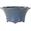 Round blue and brown bonsai pot by Shuhou - 244 x 244 x 120 mm