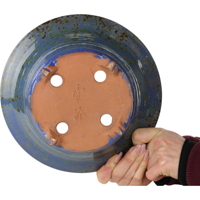 Runder blauer und brauner Bonsai-Topf von Shuhou – 244 x 244 x 120 mm