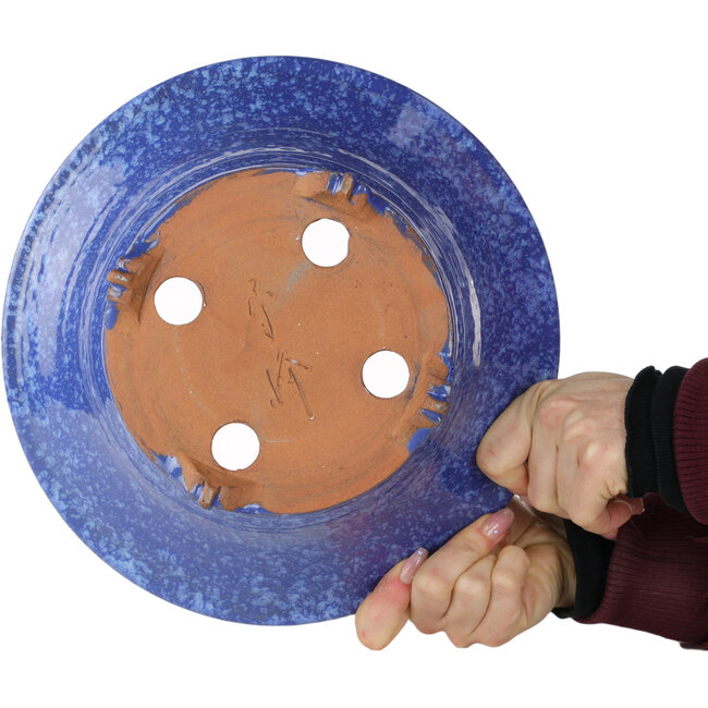 Vaso bonsai rotondo blu-viola di Shuhou - 282 x 282 x 113 mm