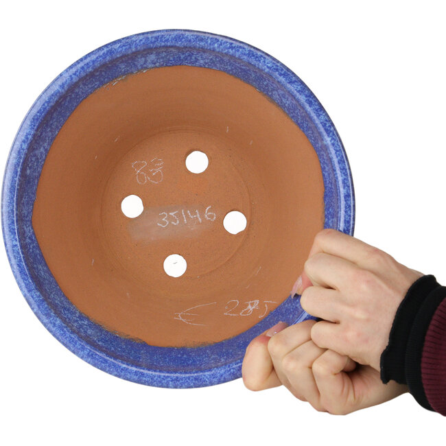 Round blue-purple bonsai pot by Shuhou - 240 x 240 x 116 mm