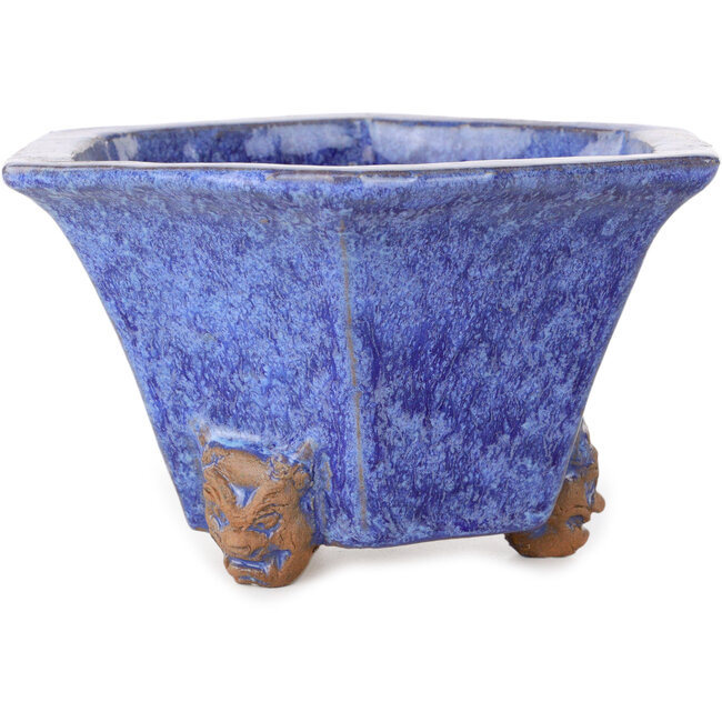 Zeshoekige blauwe bonsaipot van Shuhou - 177 x 177 x 100 mm