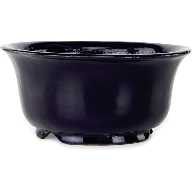 Runder, dunkelblauer Bonsai-Topf von Shuhou – 195 x 195 x 92 mm
