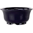 Round dark blue bonsai pot by Shuhou - 195 x 195 x 92 mm