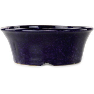  Shuuhou (Hidemi Kataoka) 185 mm round dark blue bonsai pot by Shuhou, Tokoname, Japan