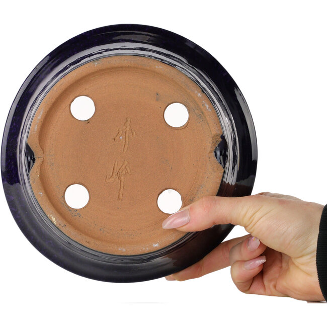 Maceta redonda para bonsái azul oscuro de Shuhou - 185 x 185 x 70 mm