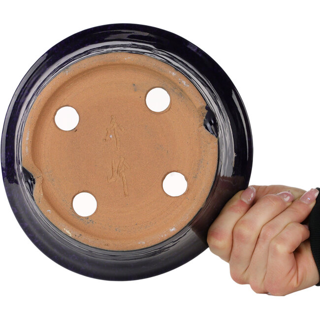 Pot à bonsaï rond bleu foncé de Shuhou - 185 x 185 x 70 mm