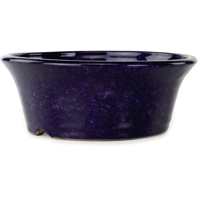 Round dark blue bonsai pot by Shuhou - 182 x 182 x 72 mm