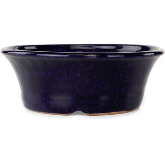  Shuuhou (Hidemi Kataoka) 190 mm round dark blue bonsai pot by Shuhou, Tokoname, Japan