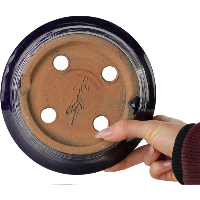 Pot à bonsaï rond bleu foncé de Shuhou - 182 x 182 x 72 mm