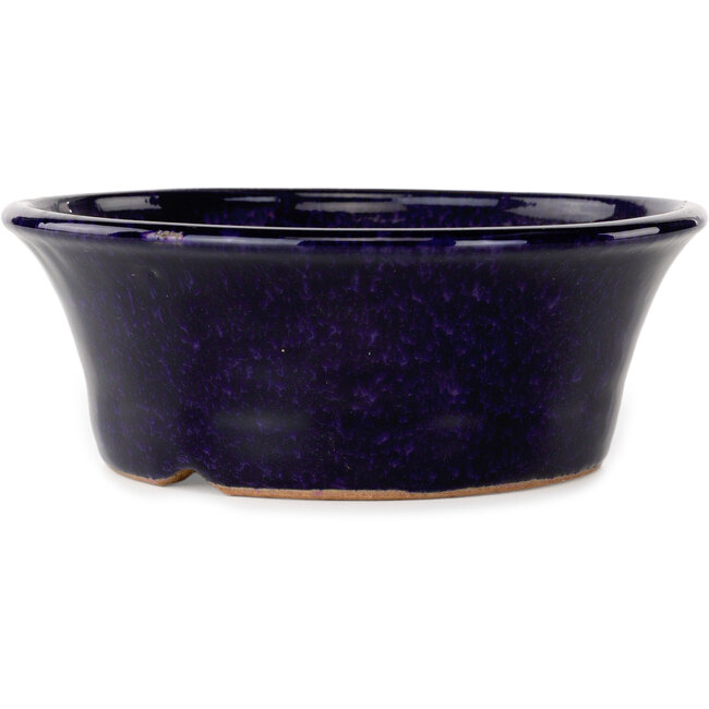 Round dark blue bonsai pot by Shuhou - 190 x 190 x 70 mm