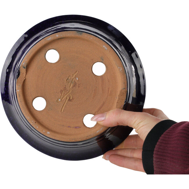 Pot à bonsaï rond bleu foncé de Shuhou - 190 x 190 x 70 mm