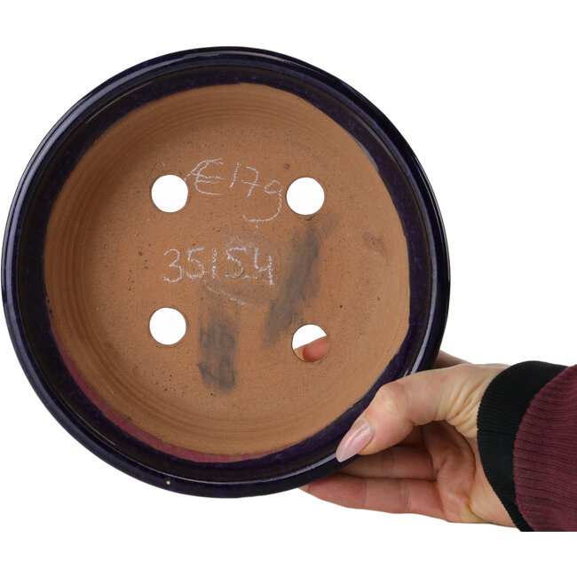 Ronde donkerblauwe bonsaipot van Shuhou - 190 x 190 x 70 mm