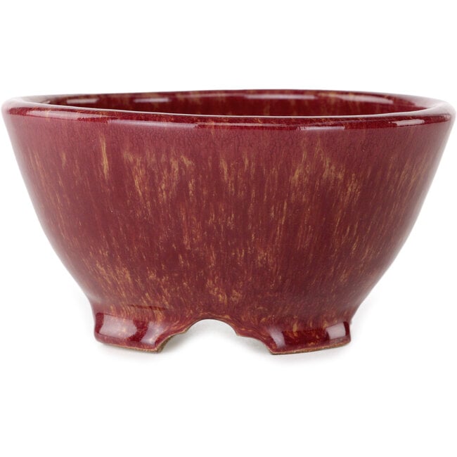 Round pink bonsai pot by Shuhou - 150 x 150 x 80 mm