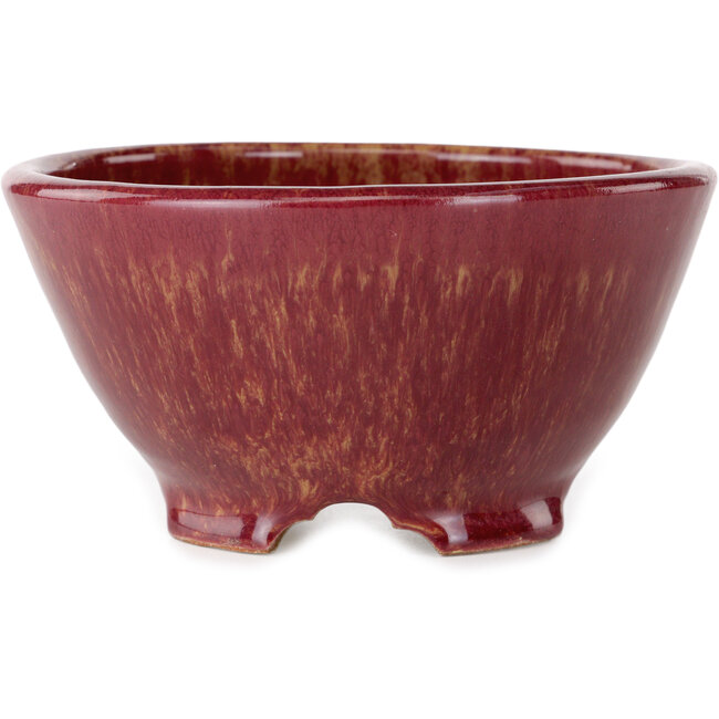 Round pink bonsai pot by Shuhou - 150 x 150 x 80 mm