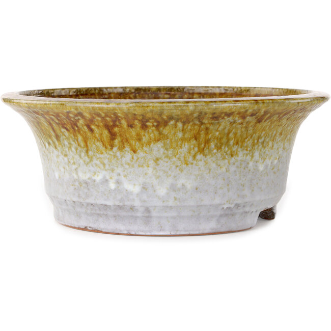 Pot à bonsaï rond blanc et marron de Shuhou - 310 x 310 x 122 mm