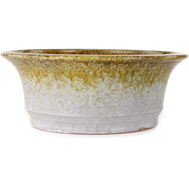 Vaso bonsai rotondo bianco e marrone di Shuhou - 310 x 310 x 122 mm