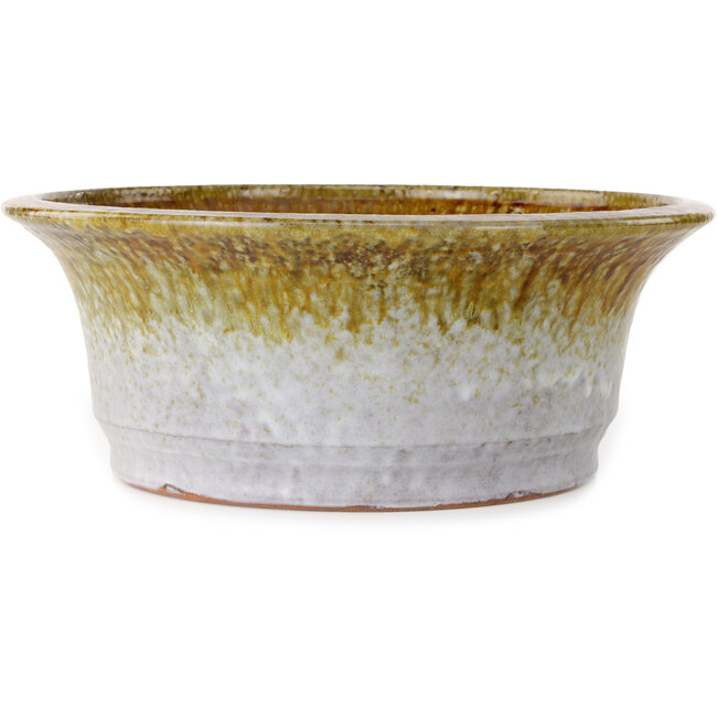 Ronde witte en bruine bonsaipot van Shuhou - 310 x 310 x 122 mm